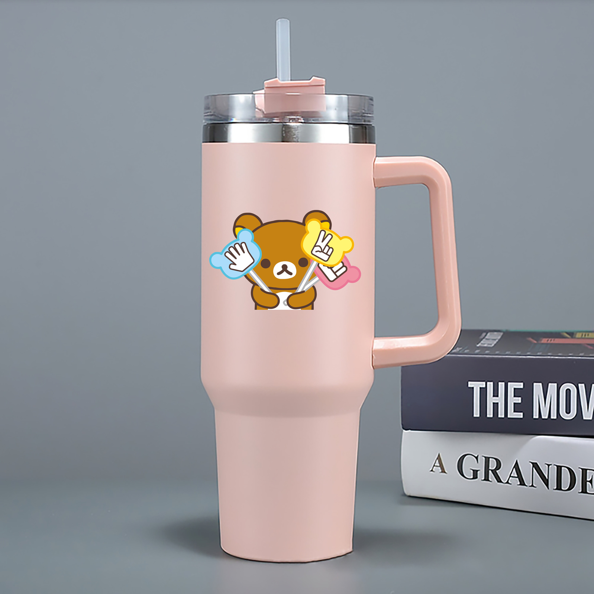 （画像用） リラックマ リラックマ キイロイトリ Rilakkuma Korilakkuma Kiiroitori 1200mL車用タンブラー - クリスタルステッカー（プラスチックストロー付き）